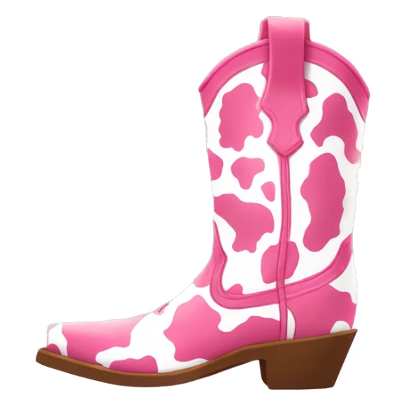 Pink and white cow print cowgirl boots sticker