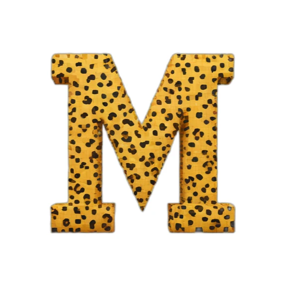 Letter "M" made of cube of pixels with cheetah pattern sticker