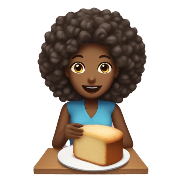 Black woman with curly hair eating pound cake  sticker