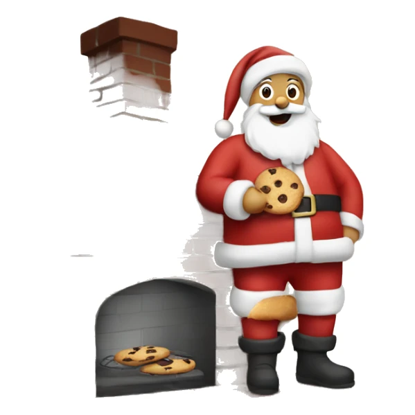 santa by a chimney eating cookies sticker