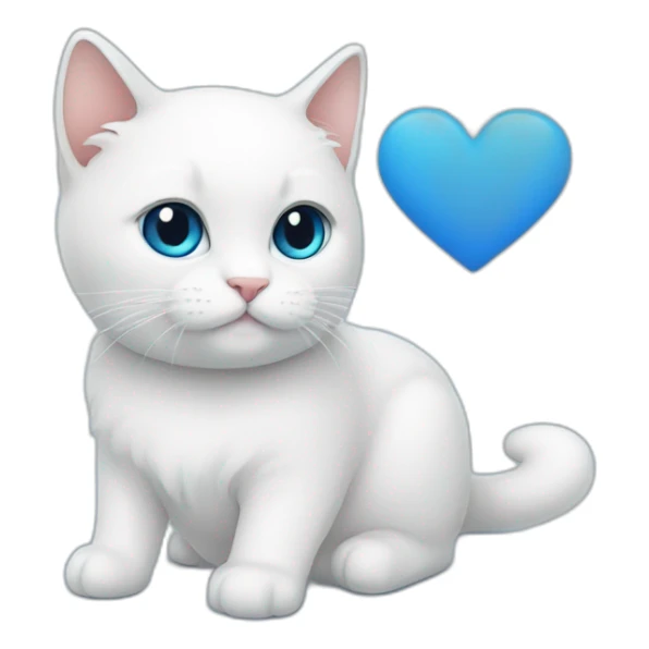 blue love, white love, cat, love symbol sticker