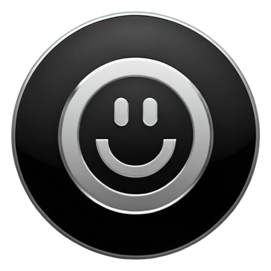 Minimalistic metallic power button emoji, perfect circle, black and white reflective metal, thin glowing outline, flat futuristic design

 sticker