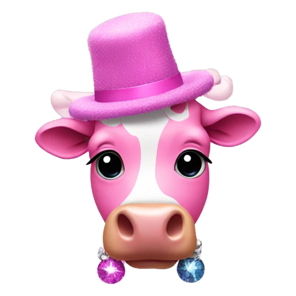 pink cow wearing a disco hat and fuzzy boots sticker