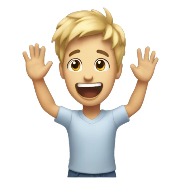 me being overly excited with my hands in the air sticker