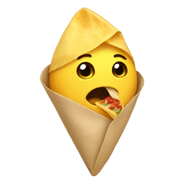 Yellow emoji eating burrito sticker