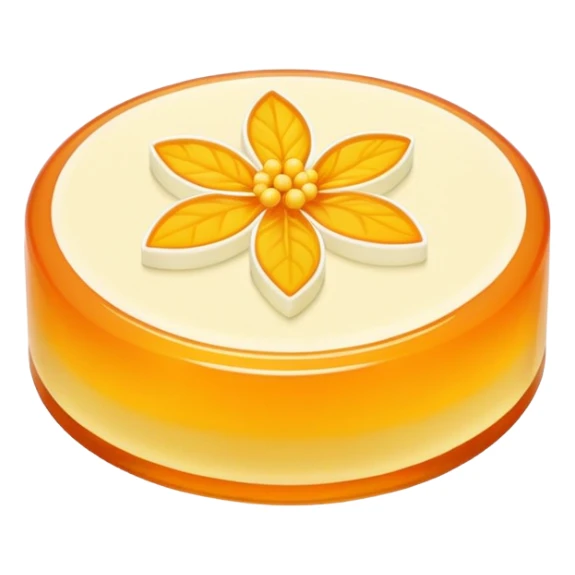 Osmanthus jelly cake with floral pattern, simplified emoji style with bold outlines and bright colors, cartoon style Gui Hua Gao traditional sweet sticker