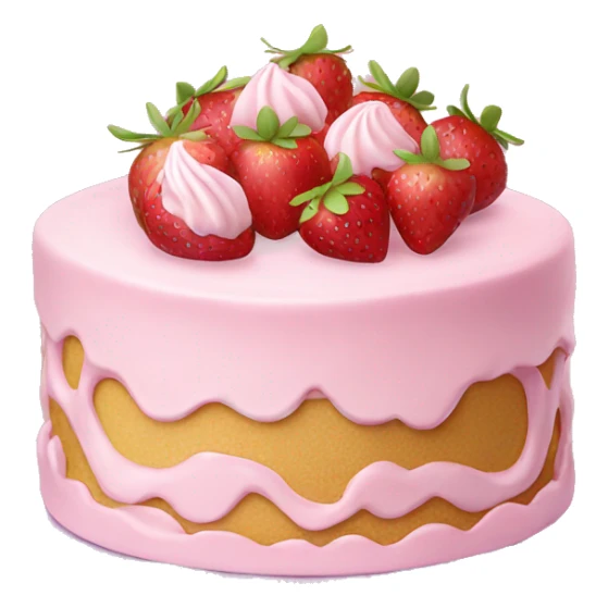 Pink strawberries and cream birthday cake  sticker