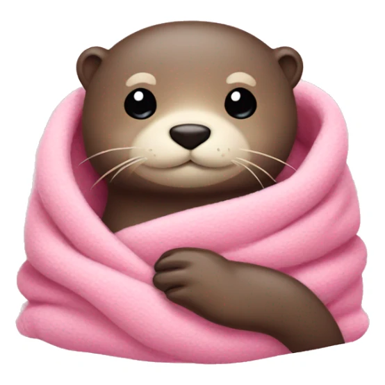 cozy otter in a pink blanket  sticker