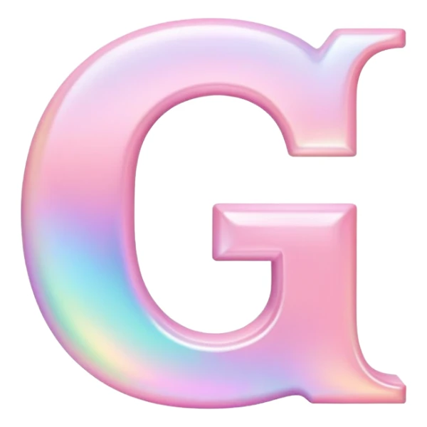 Iridescent pastel pink Font setting icon with letter G sticker