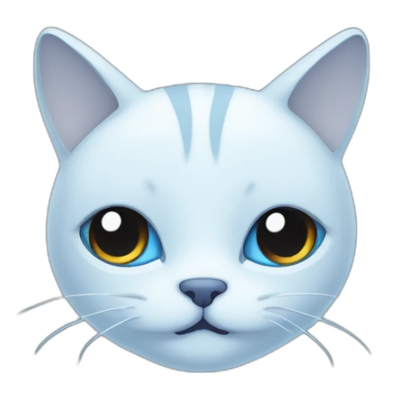 Blue simplistic sketch of a cute cat face sticker