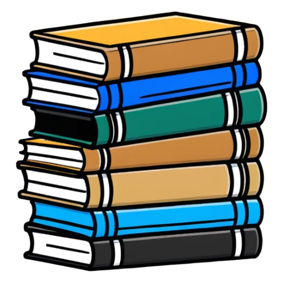 Stack of khaki books sticker