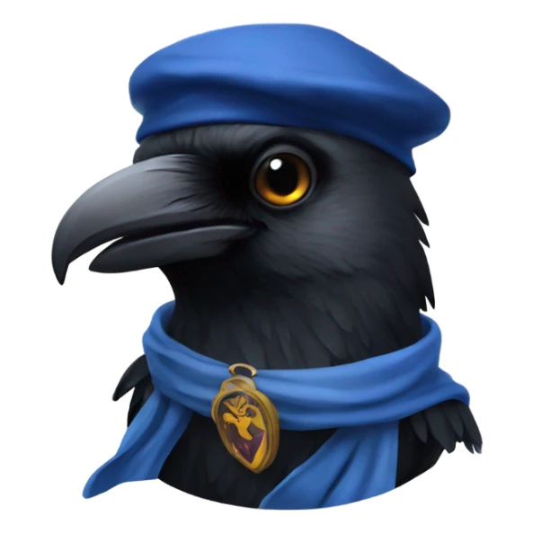 Raven with Ravenclaw scarf and hat Hogwarts sticker