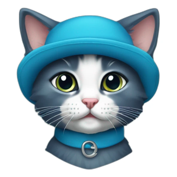 dunkelblaue Babykatze mit türkiser Wollmütze sticker