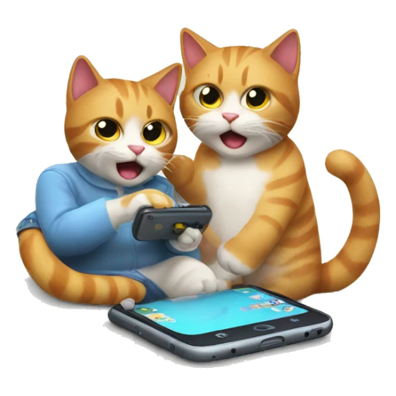 cat playing game on a phone with his brother sticker