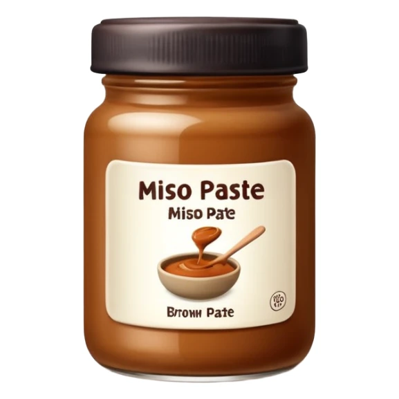 small jar of brown miso paste, minimal label. sticker