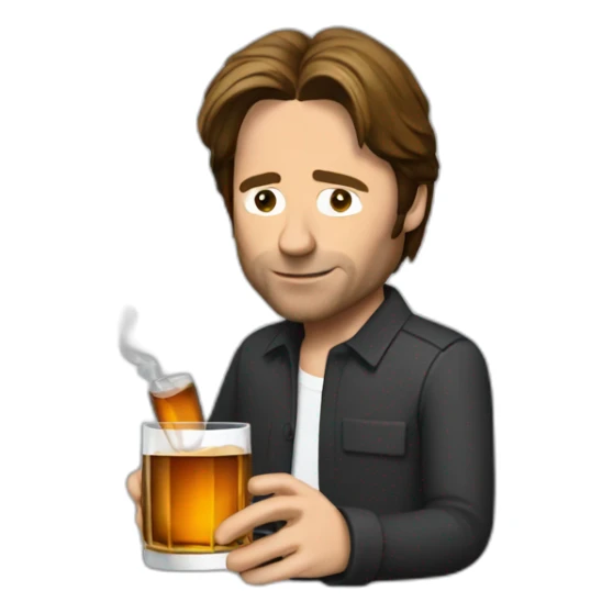 hank moody holds a glass of whisky and cigarettes sticker