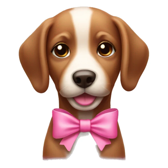 Brown puppy with a pink bow sticker