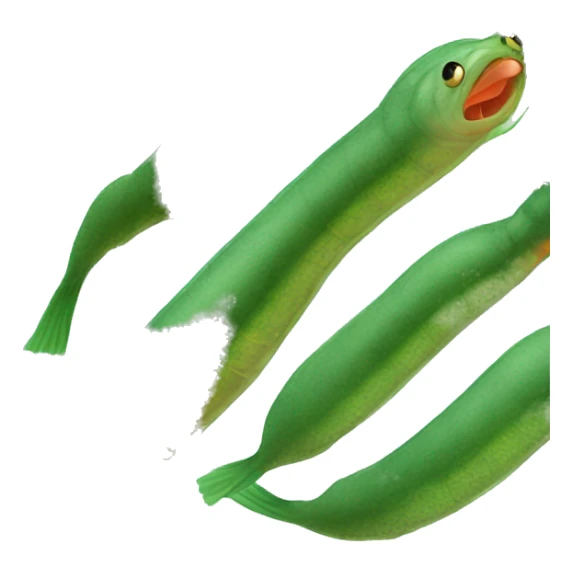 Green and orange leech with oral sucker and caudal sucker sticker