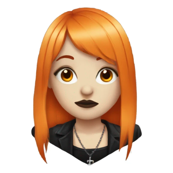 Goth girl with tattoos and long orange hair and bangs sticker
