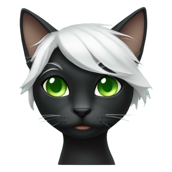 Black cat with green eyes and white hair in neck sticker
