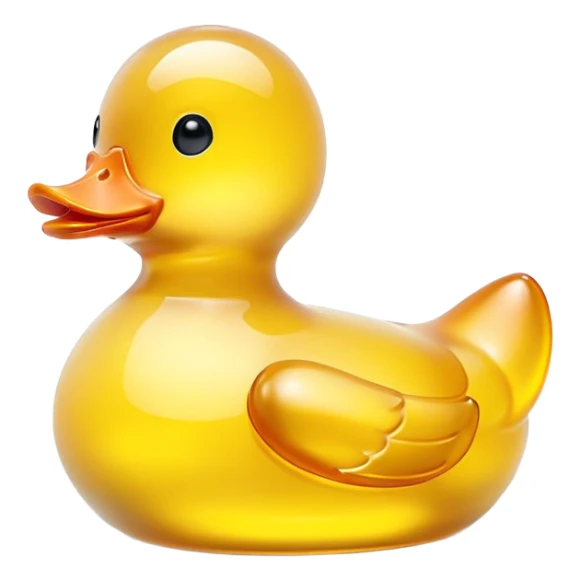 glowing glass rubber duck,  minimalistic yellow transparent glass 3d neon glowing sticker