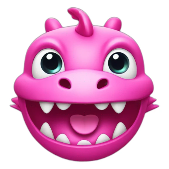 3d emoji,  transparent background, show face only, pink dragon with big smile, cute style sticker