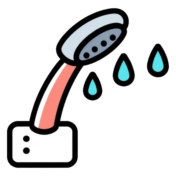 shower head with water drops sticker