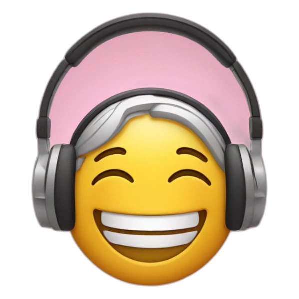 Happy emoji using headphones enjoying music sticker