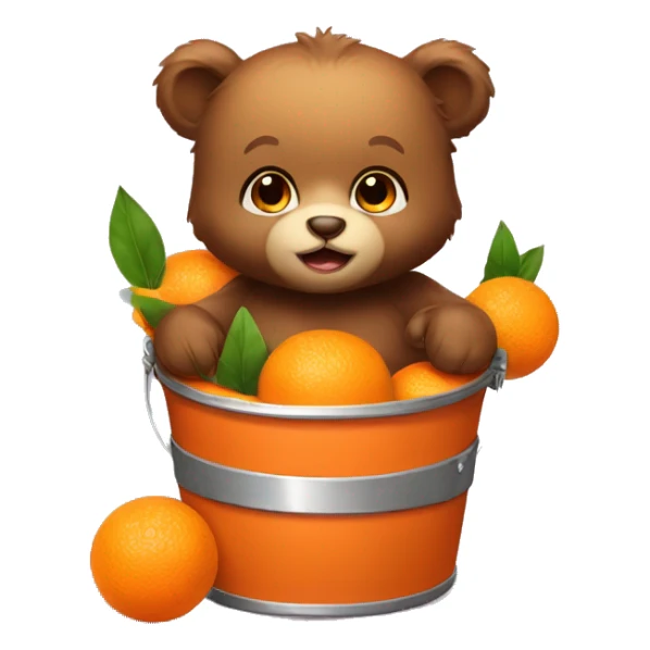 Baby bear with oranges bucket sticker