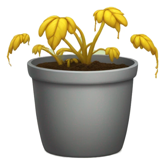 yellow dead sick plant in a pot sticker