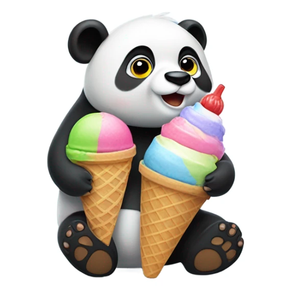 Panda eating ice cream sticker