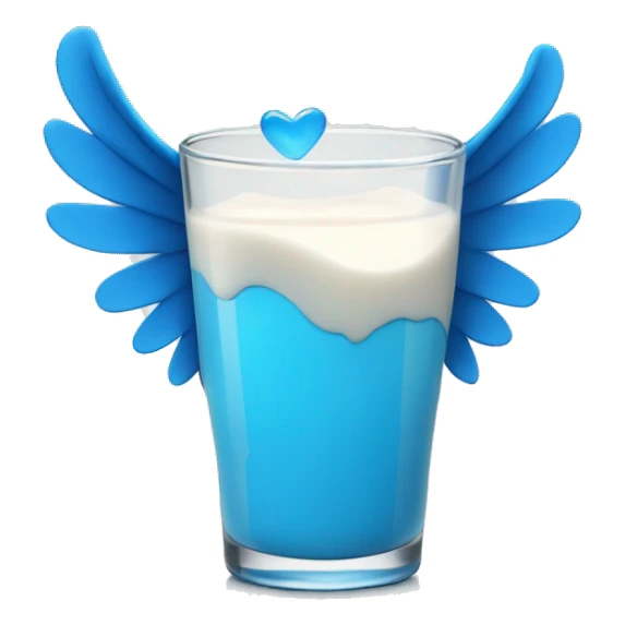 Blue heart glass with milk with wings sticker