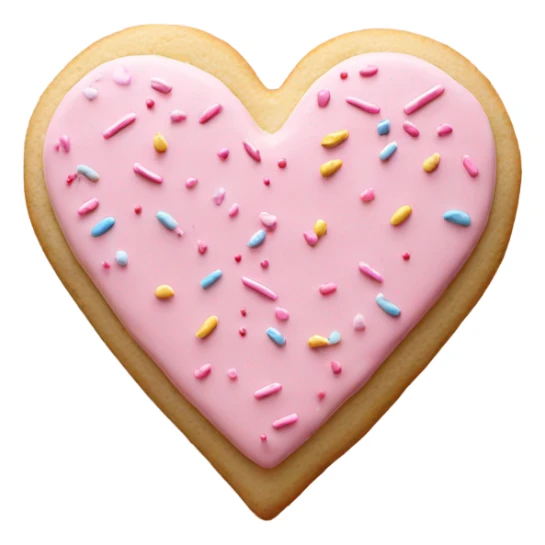 heart shaped sugar cookie with pastel pink frosting and sprinkles sticker