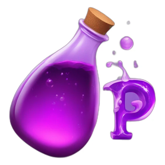 purple magic potion with the letter p written on it sticker