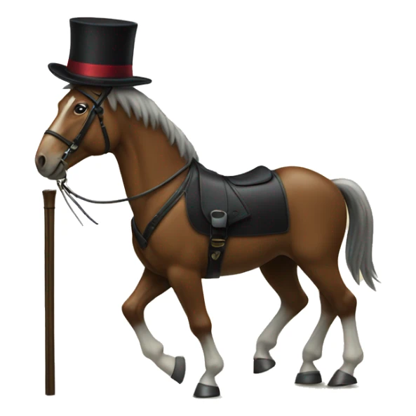 Horse in a suit with a top hat and a walking cane sticker