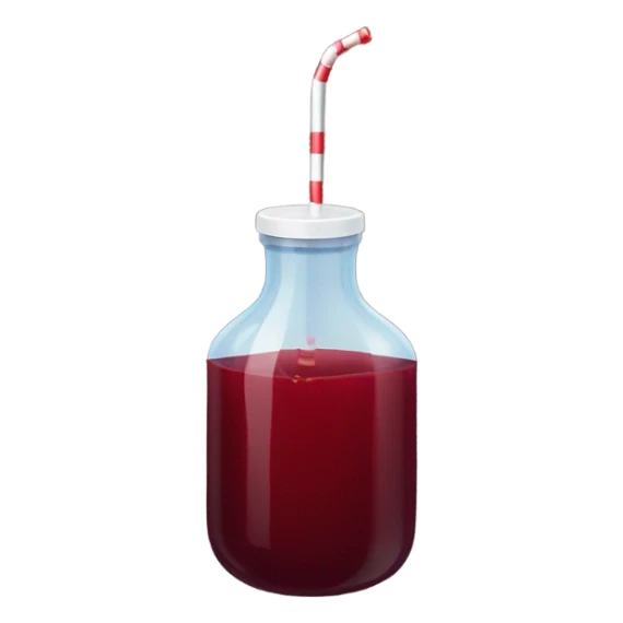 infusion bag with a straw with dark red liquid  sticker