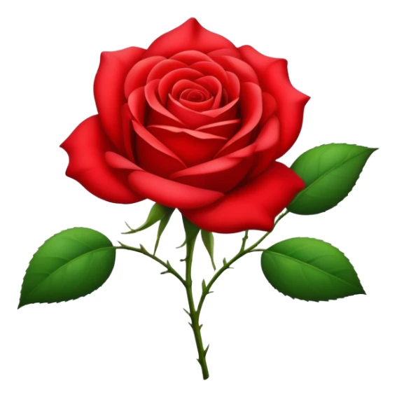 Beautiful red rose flower with lush petals and green leaves sticker