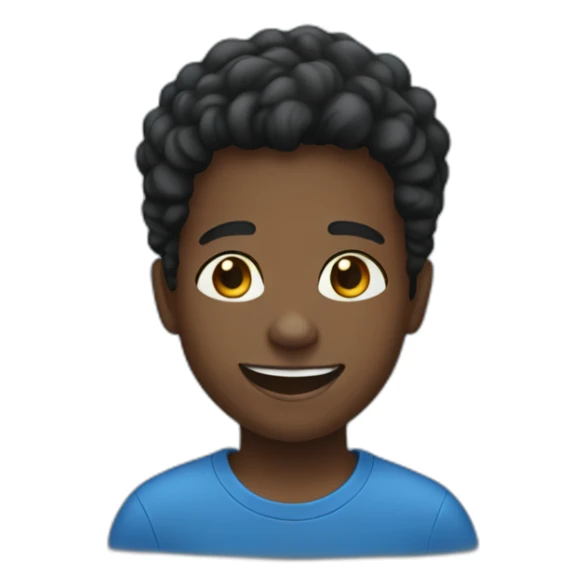 black kid wearing blue shirt smiling sticker