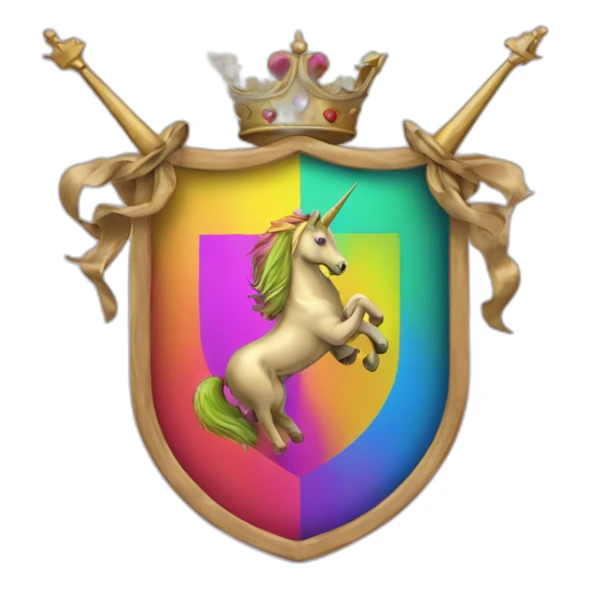 Coat-of-arms-held-by-rainbow-unicorns sticker