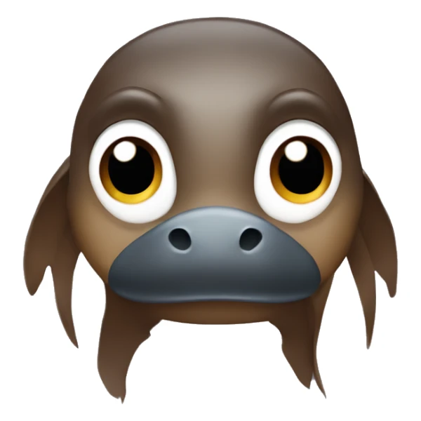 platypus with long brown, waivy hair sticker