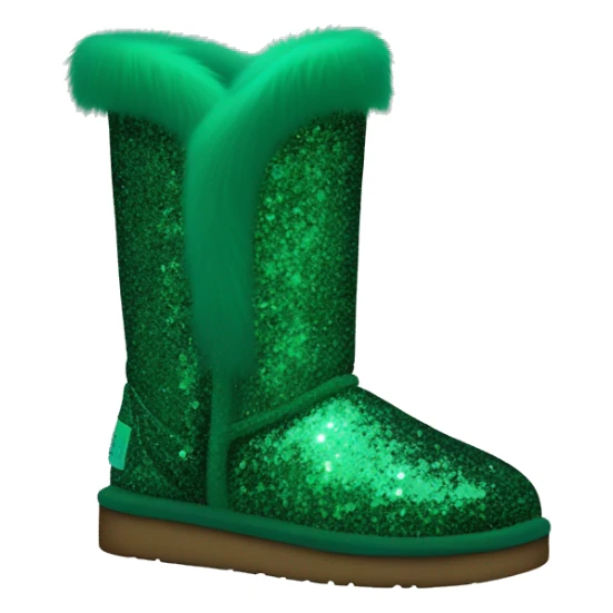 Realistic emerald green Sparkle glitter and fur Ugg boots. sticker