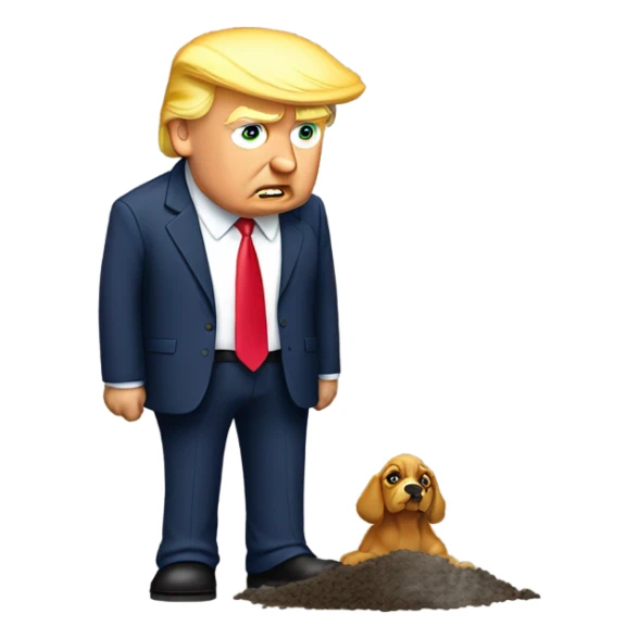 sad donald trump picking up poop sticker