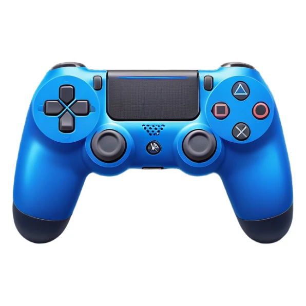 Clash of Clans aesthetic: Cinematic Playful PlayStation 4 DualShock Controller Portrait Emoji, rendered in a 3D vector-style similar to standard emojis with minimal shading and bold, simplified shapes. A compact, distinct form with signature details, softly glowing with a cutting-edge console technology charm. Simplified yet unmistakably iconic, highly detailed and consistent, glowing with a soft radiance and high shine. Stylized with a touch of technological advancement and a soft glowing outline, capturing the essence of a beloved gaming relic with a friendly, playful manner! sticker