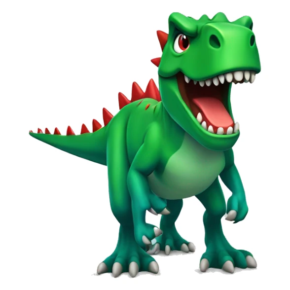 a green trex with blue spikes and full  red eyes, full body
 sticker