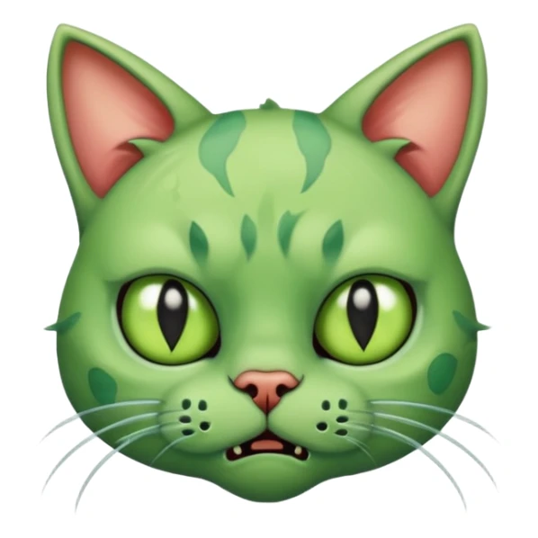 a super cute zombie green cat, look sad but not danger sticker
