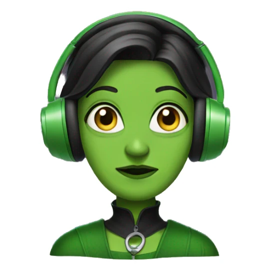 The wicked witch wearing green headphones sticker
