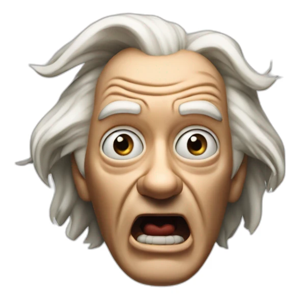 1955 Doc Brown from back to the future looking shocked and his mouth wide open. No eye-ware. sticker