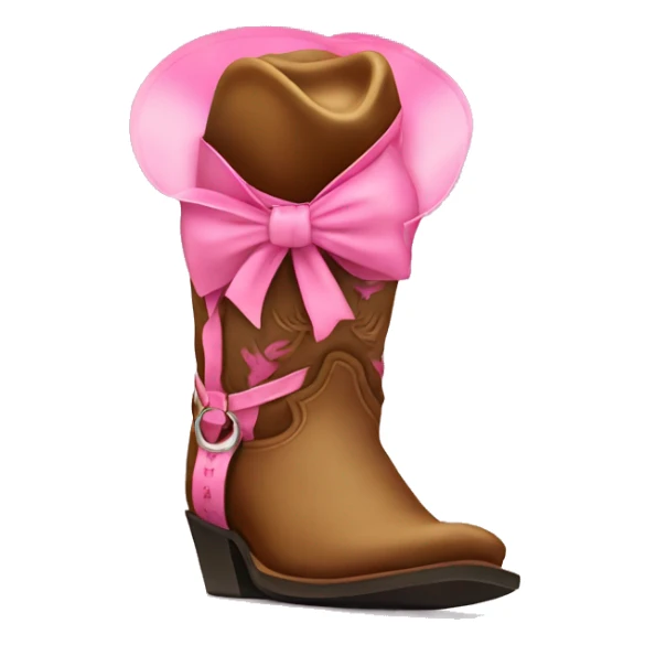 Cowboy boot with pink bow tied on sticker