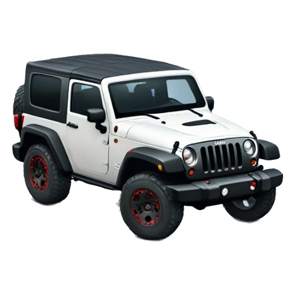 White Jeep Wrangler Rubicon with red accents  sticker