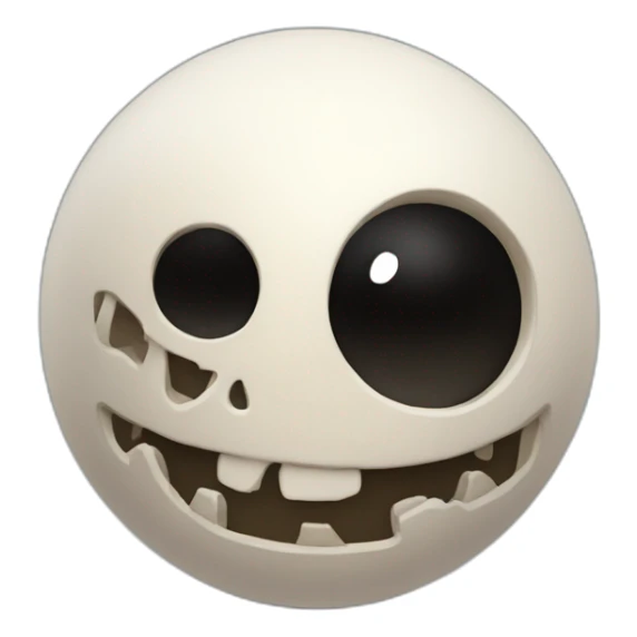 3d sphere with a cartoon Wither Skeleton skin texture with big thoughtful eyes sticker
